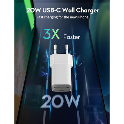 RAVPower Mini PD20W GaN Type C Charger - RP-PC1055