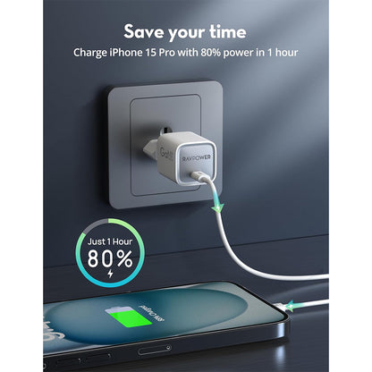 RAVPower Mini PD20W GaN Type C Charger - RP-PC1055