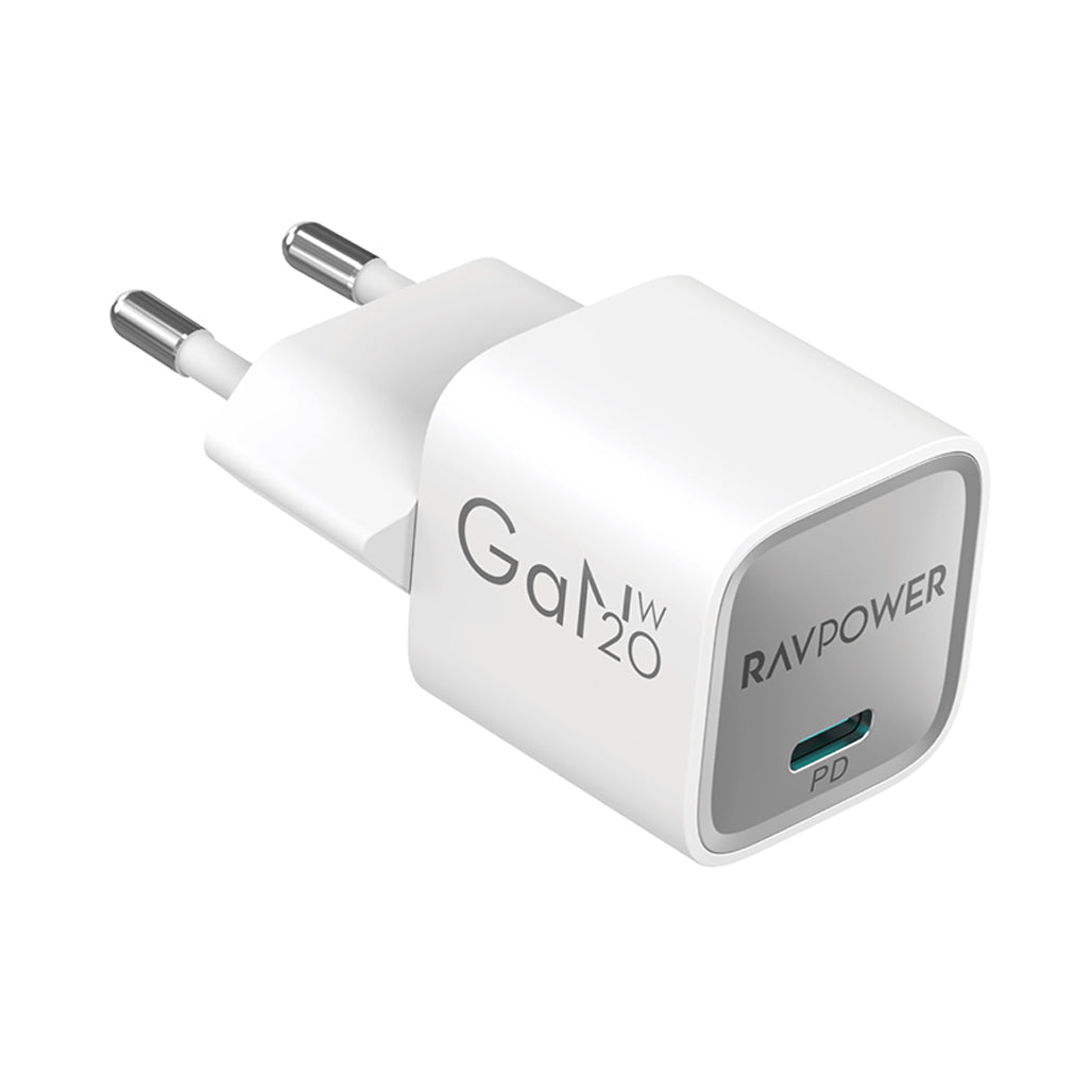 RAVPower 20W Wall Charger with USB-C to USB-C Cable Package - White - RP-PC1075