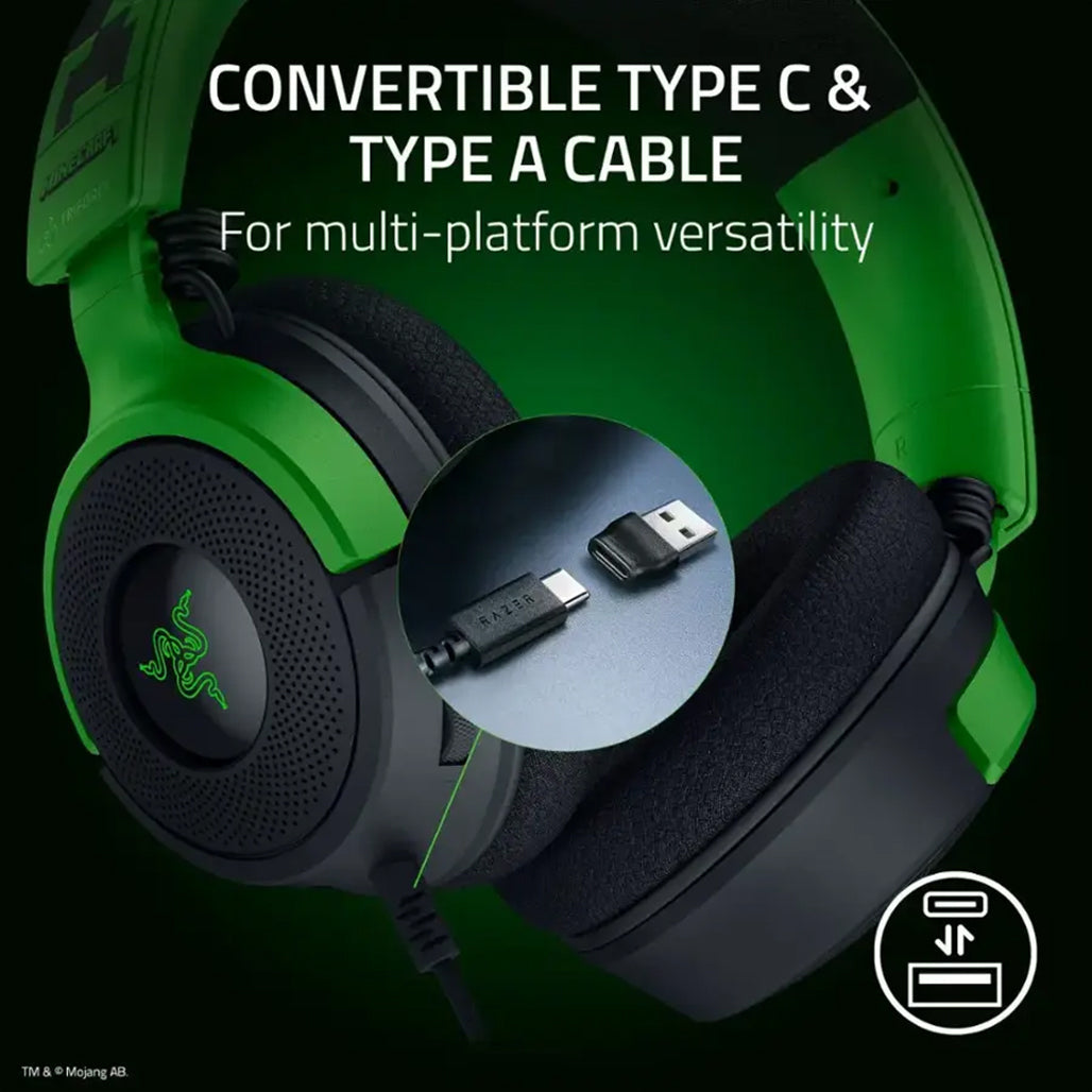 Razer Kraken V4 X Minecraft Edition Wired Gaming Headset with RGB