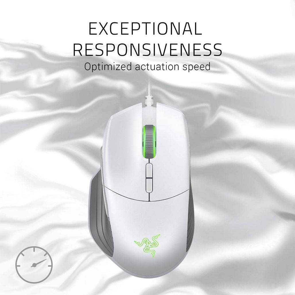 Razer Basilisk Mercury White Gaming Mouse – 16,000 DPI, Chroma RGB