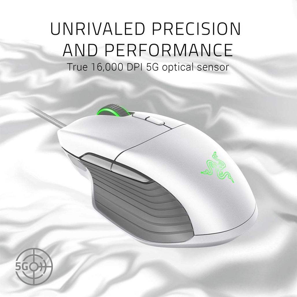Razer Basilisk Mercury White Gaming Mouse – 16,000 DPI, Chroma RGB