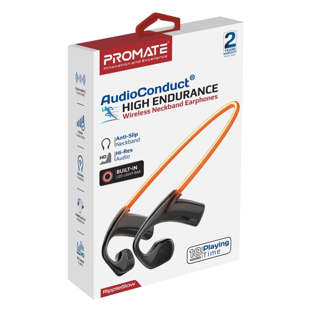 Promate RippleGlow - AudioConduct™ High-Endurance Wireless Neckband Earphones