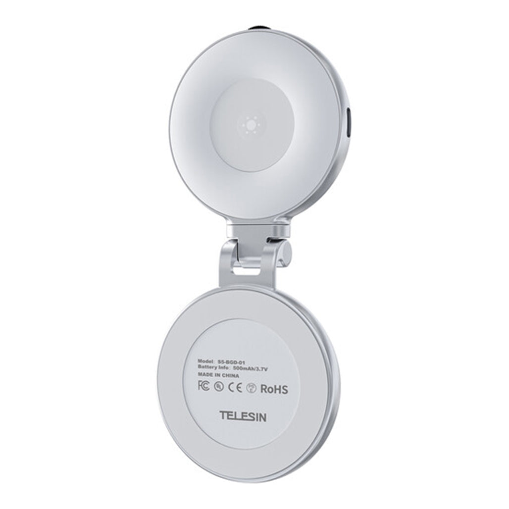 Telesin C03 Magnetic Selfie Ring Light – 3-Level Adjustable Lighting, Rotatable Design, Magnetic Quick Release, Built-In Makeup Mirror – S5-BGD-01