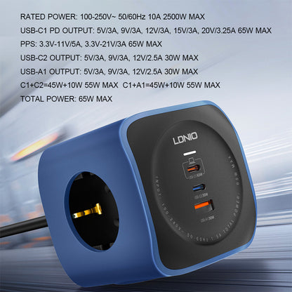 LDNIO 6-in-1 Power Socket Cube Extension - SE3338
