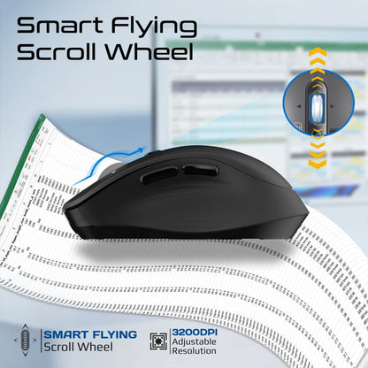 Promate SamoTri - Tri-Connect Wireless Mouse with Rechargeable Battery, 2.4G and Dual BT Connectivity