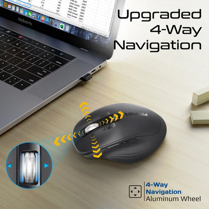 Promate SamoTri - Tri-Connect Wireless Mouse with Rechargeable Battery, 2.4G and Dual BT Connectivity