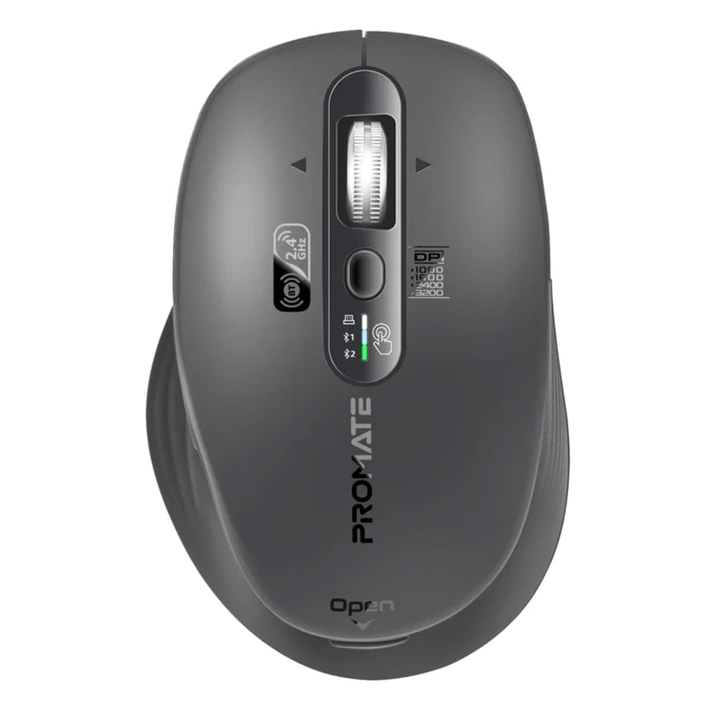 Promate SamoTri - Tri-Connect Wireless Mouse with Rechargeable Battery, 2.4G and Dual BT Connectivity