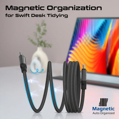 Promate Springy - 60W Power Delivery Self-Organizing Magnetic USB-C Cable