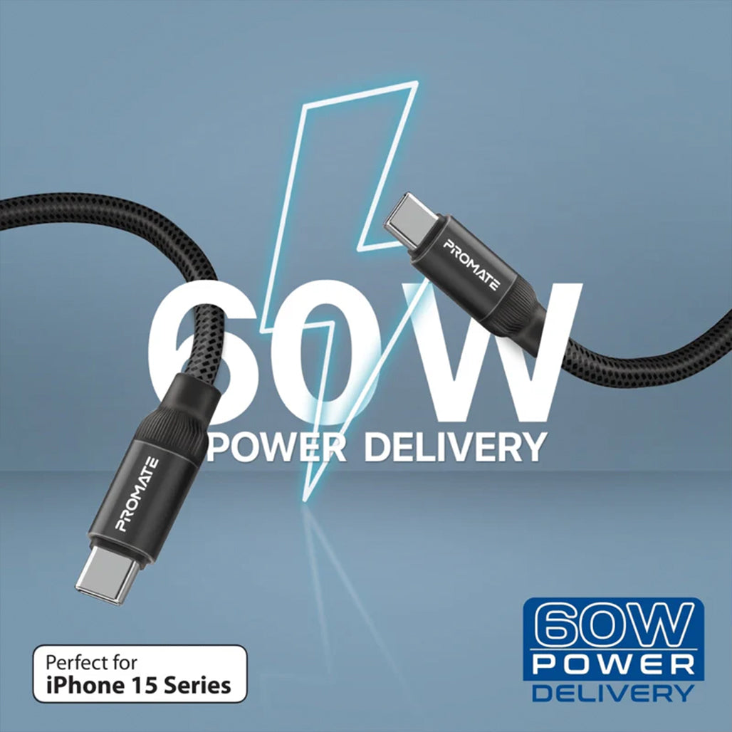 Promate Springy - 60W Power Delivery Self-Organizing Magnetic USB-C Cable