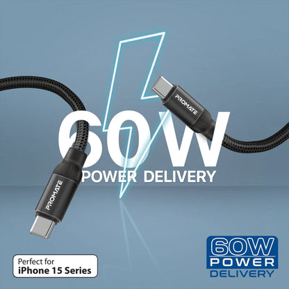 Promate Springy - 60W Power Delivery Self-Organizing Magnetic USB-C Cable