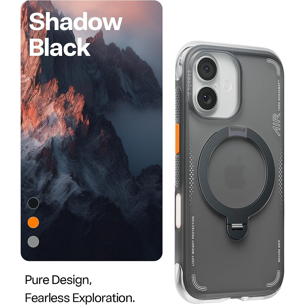 TORRAS Ostand Q3 Air for iPhone 17 Case with 360 Magnetic Stand - Shadow Black