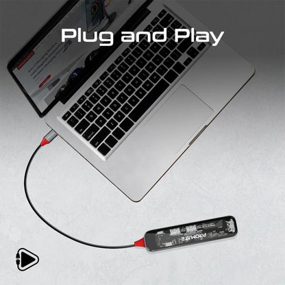 Promate TransHub-Lite - 7-in 1 Transparent Multiport Slim USB-C Hub with 100W Power Delivery