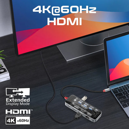 Promate TransHub-Pro - 11-in-1 Transparent Ultra-Fast Multiport USB-C Hub with 100W Power Delivery