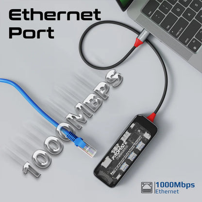 Promate TransHub-Pro - 11-in-1 Transparent Ultra-Fast Multiport USB-C Hub with 100W Power Delivery