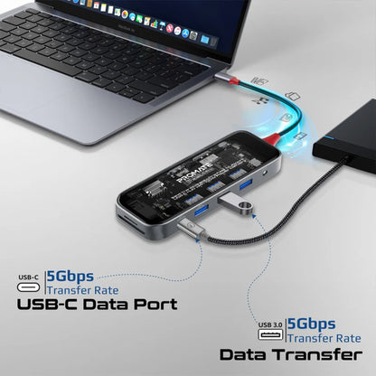 Promate TransHub-Pro - 11-in-1 Transparent Ultra-Fast Multiport USB-C Hub with 100W Power Delivery