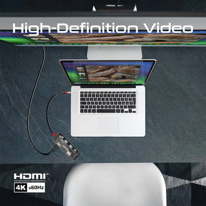 Promate TransHub-mini - 8-in 1 Transparent Ultra-Fast Multiport USB-C Hub with 100W Power Delivery
