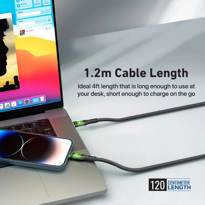 Promate TransLine-Ci - 27W Power Delivery USB-C to Lightning Cable with Transparent Shells