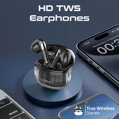 Promate TransPods - High Definition Transparent TWS Earbuds with IntelliTouch