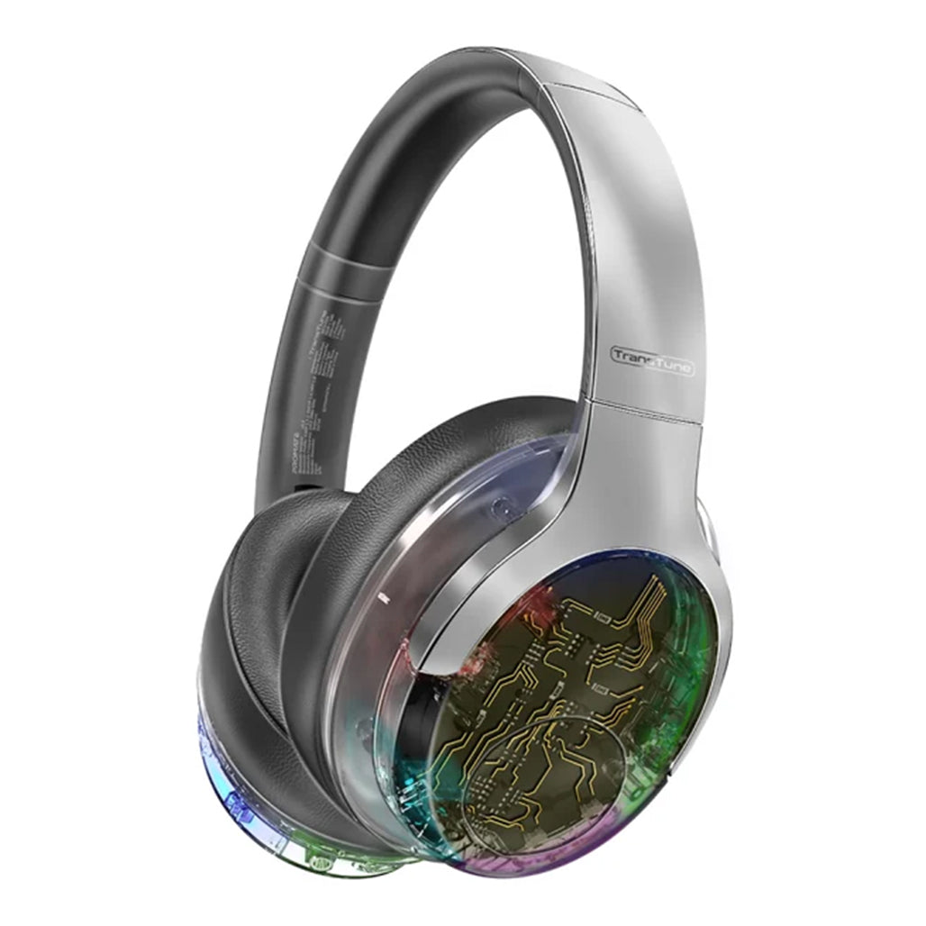 Promate TransTune - Active Noise Cancelling Hi-Fi Stereo Wireless Headphones with RGB Lights