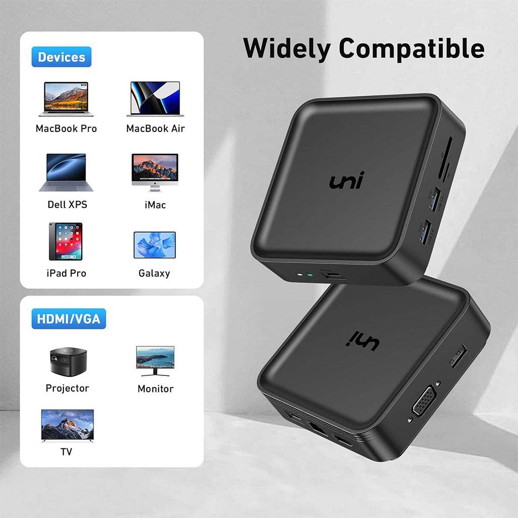 UNI USB-C 10 in 1 Docking Station Dual Monitor