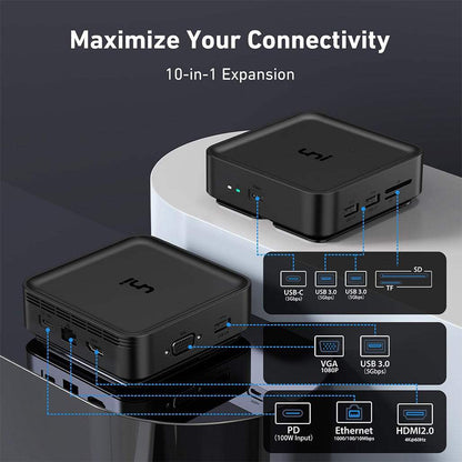 UNI USB-C 10 in 1 Docking Station Dual Monitor
