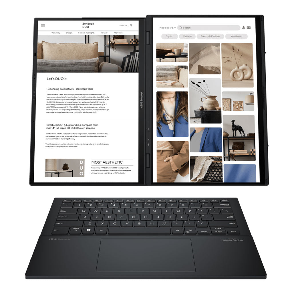 Asus Zenbook Duo OLED - UX8406CA-IS99T - Dual 14" Touchscreen - Core Ultra 9 285H - 32GB Ram - 2TB SSD - Intel ARC Graphics