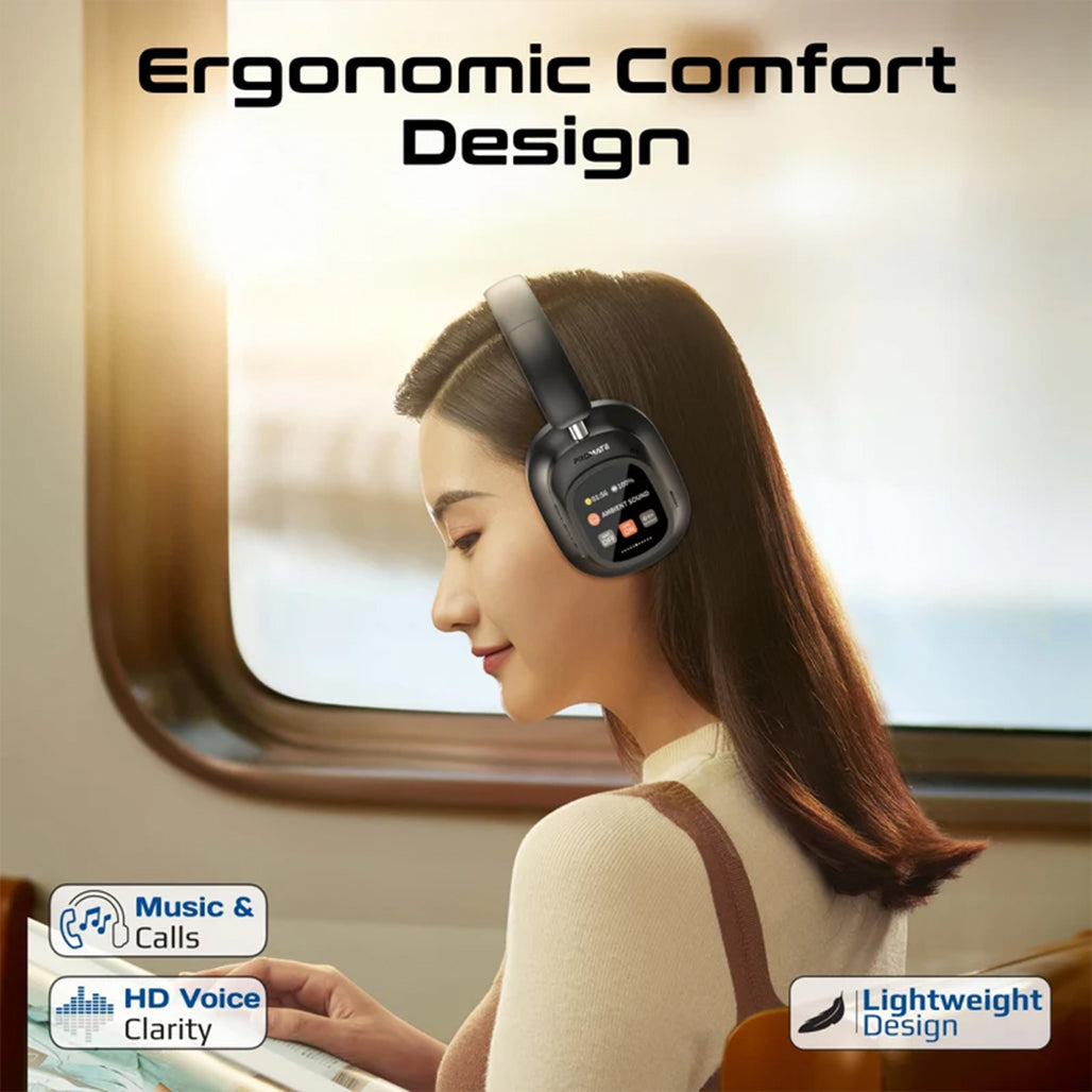 Promate VuTune - High-Definition Hybrid ANC Headphones with Detachable Magnetic LCD Touch Screen Controller