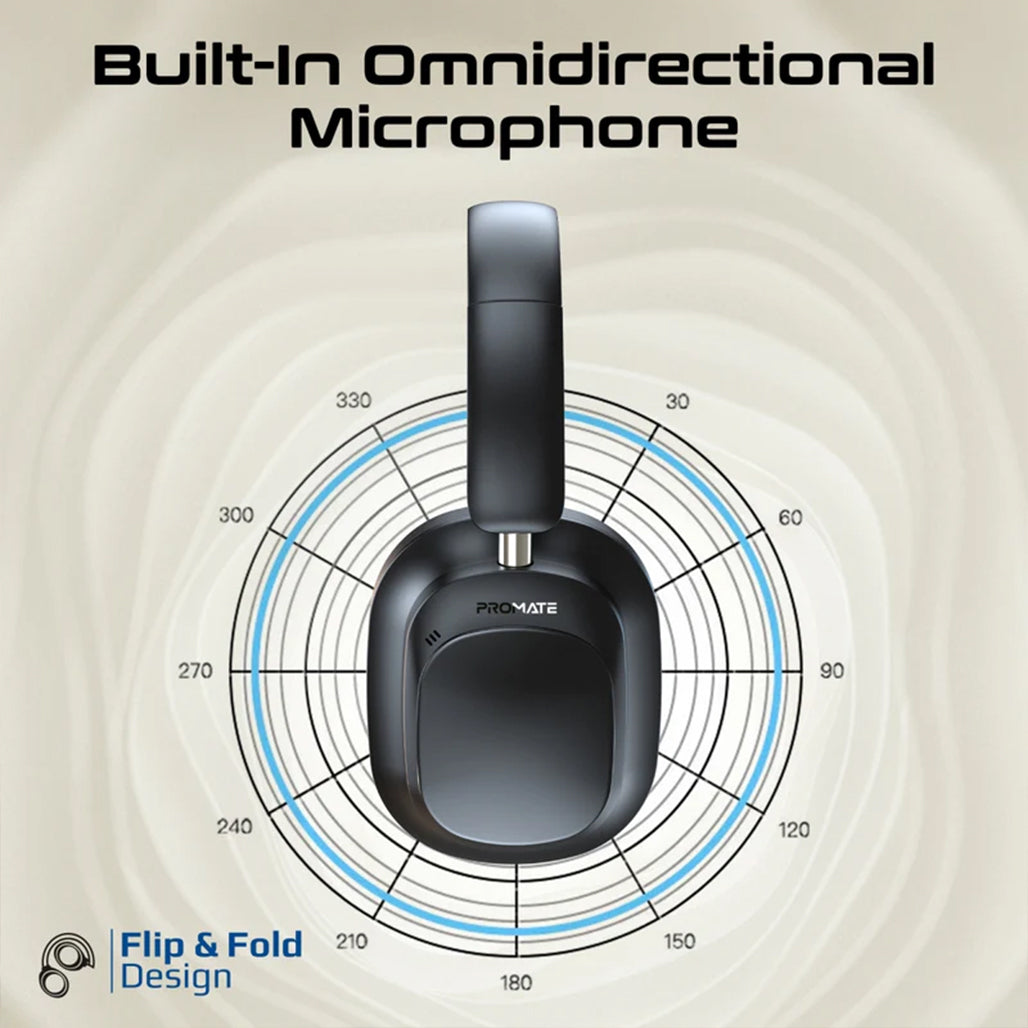 Promate VuTune - High-Definition Hybrid ANC Headphones with Detachable Magnetic LCD Touch Screen Controller