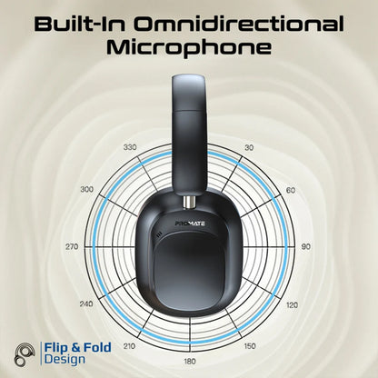 Promate VuTune - High-Definition Hybrid ANC Headphones with Detachable Magnetic LCD Touch Screen Controller