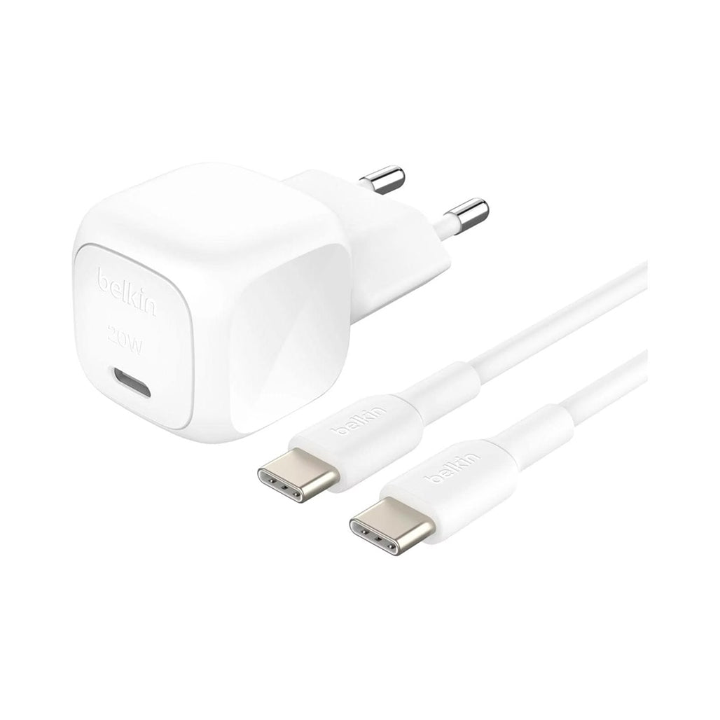 Belkin BoostCharge USB-C 20W PD PPS + 1m USB-C Cable - WCA009KQ1MWH-B6