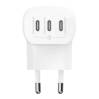 Belkin BoostCharge 3 Port USB-C® Wall Charger with PPS 67W - WCC002VFWH