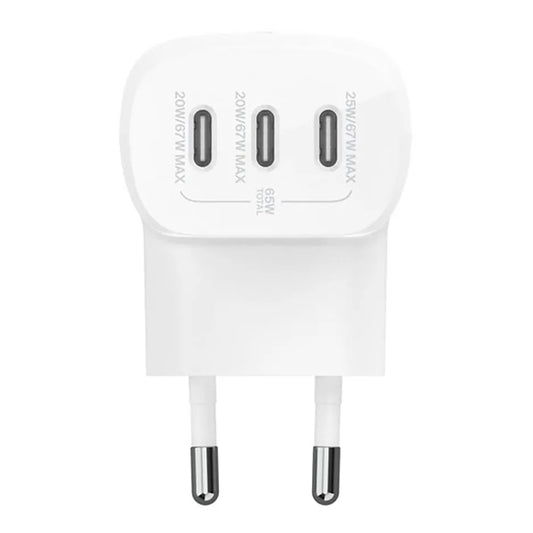 Belkin BoostCharge 3 Port USB-C® Wall Charger with PPS 67W - WCC002VFWH