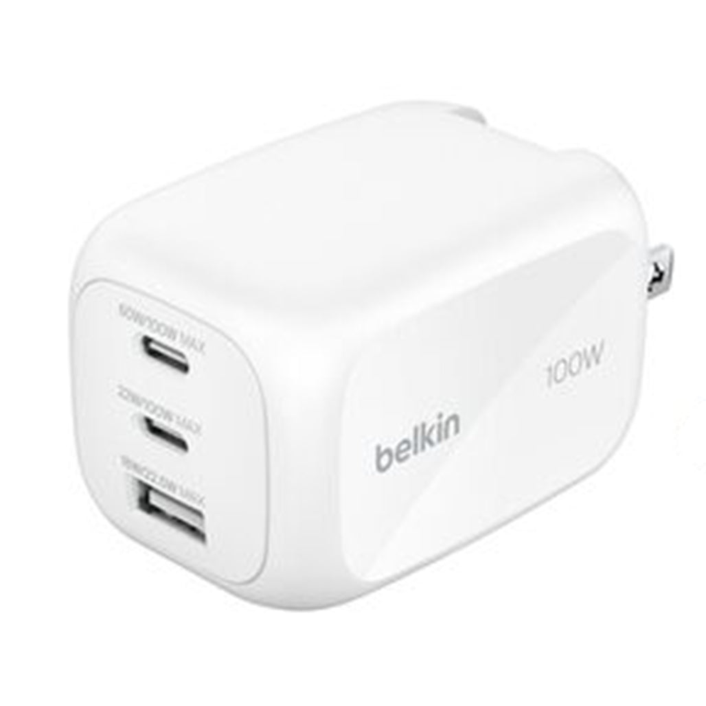 Belkin BoostCharge Pro 3-Port GaN Wall Charger 100W + Travel Adapter Kit - WCH016HQWH