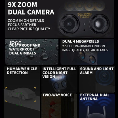 Xiaomi Outdoor Camera CW700S – Dual 4MP Lenses, 9x Hybrid Zoom, 2.5K UHD, Smart Night Vision, IP66 Weatherproof, Human & Vehicle Detection