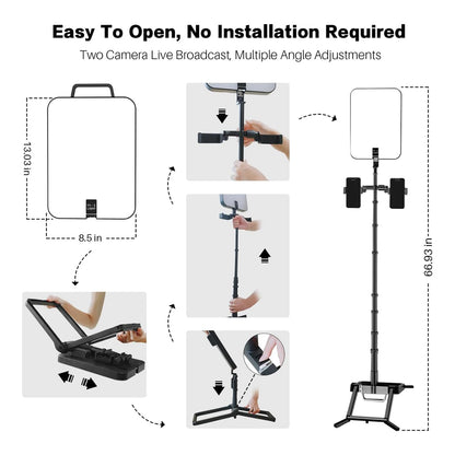 Portable Broadcast Light YY-33 – 14" LED Selfie & Video Lighting Kit with Adjustable Tripod, Phone Holder, and 4000mAh Battery