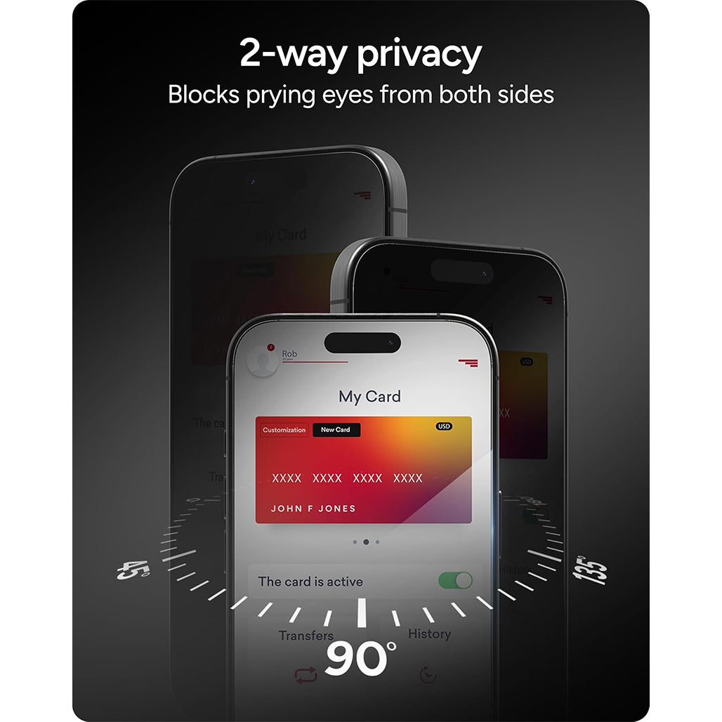 ZAGG Glass Elite Privacy Screen Protector- 5X Stronger Tempered Glass | iPhone 17 Pro/ iPhone 17 Pro Max/ iPhone Air