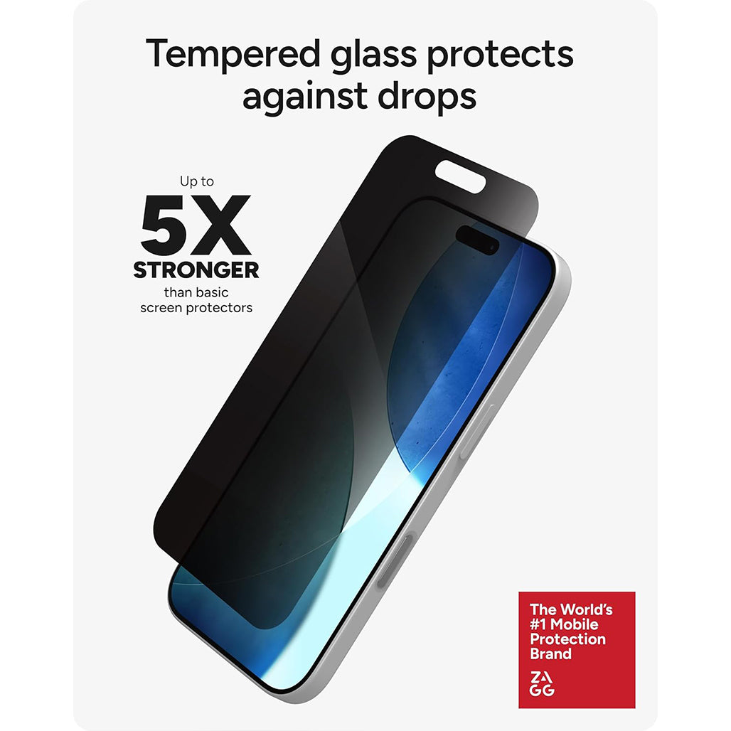 ZAGG Glass Elite Privacy Screen Protector- 5X Stronger Tempered Glass | iPhone 17 Pro/ iPhone 17 Pro Max/ iPhone Air