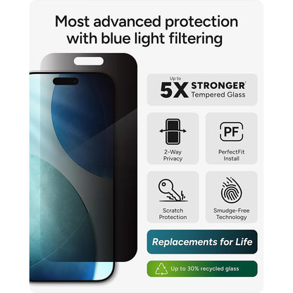 ZAGG Glass Elite Privacy Screen Protector- 5X Stronger Tempered Glass | iPhone 17 Pro/ iPhone 17 Pro Max/ iPhone Air