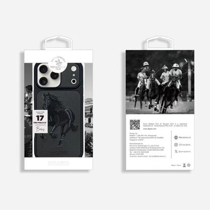 Santa Barbara Polo & Racquet Club Boris Series Case for iPhone 17 Pro / 17 Pro Max, Shockproof Protective Cover with Elegant Horse Embroidery Design - Black