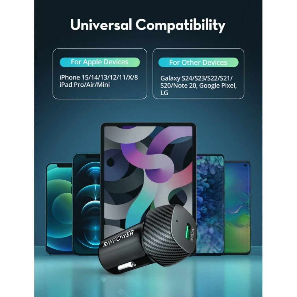 RAVPower RP-VC1017 PD 20W USb-C Fast Car Charger