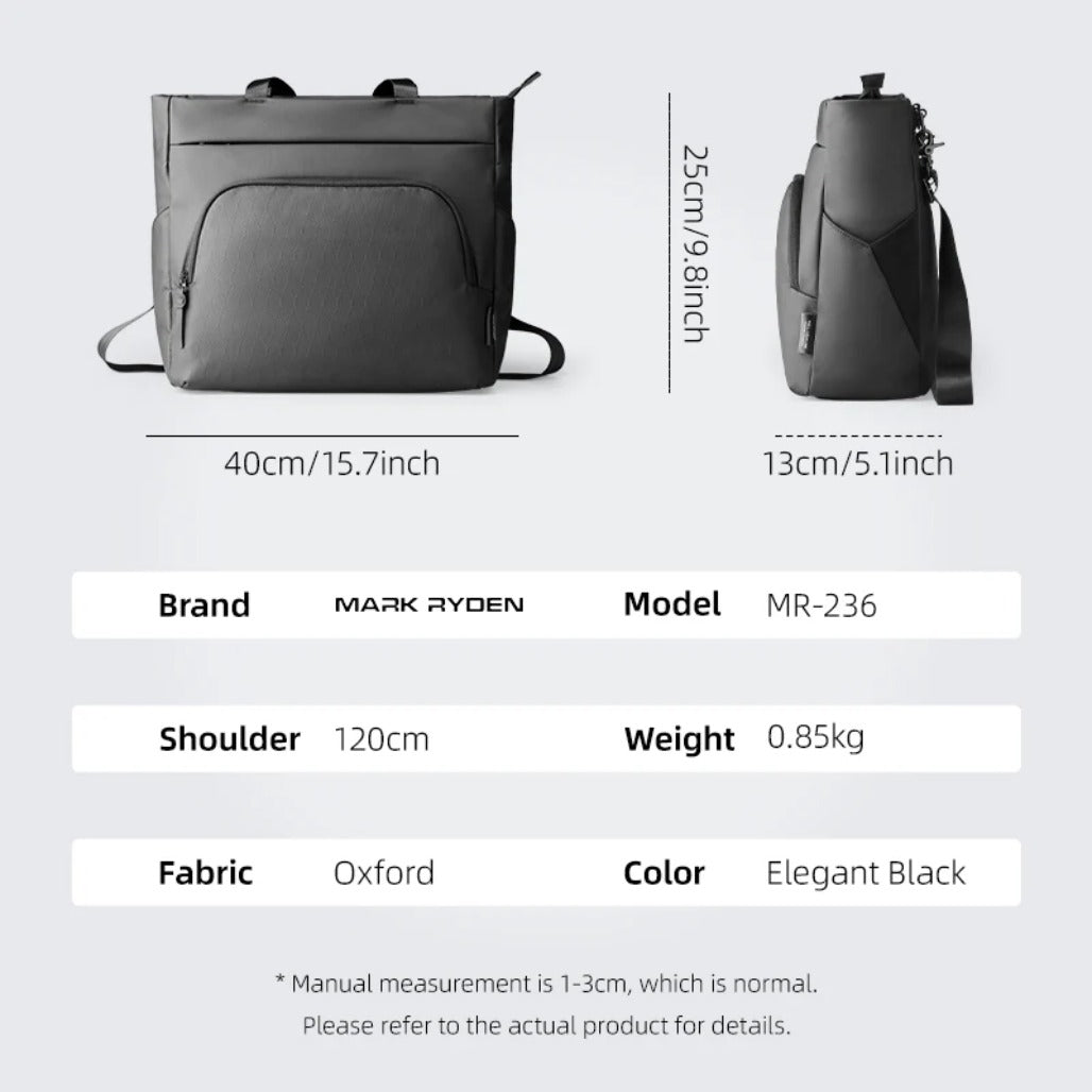 Mark Ryden MetroCourier MR236 - Tech-Integrated Messenger Bag with Dedicated Charger Compartment