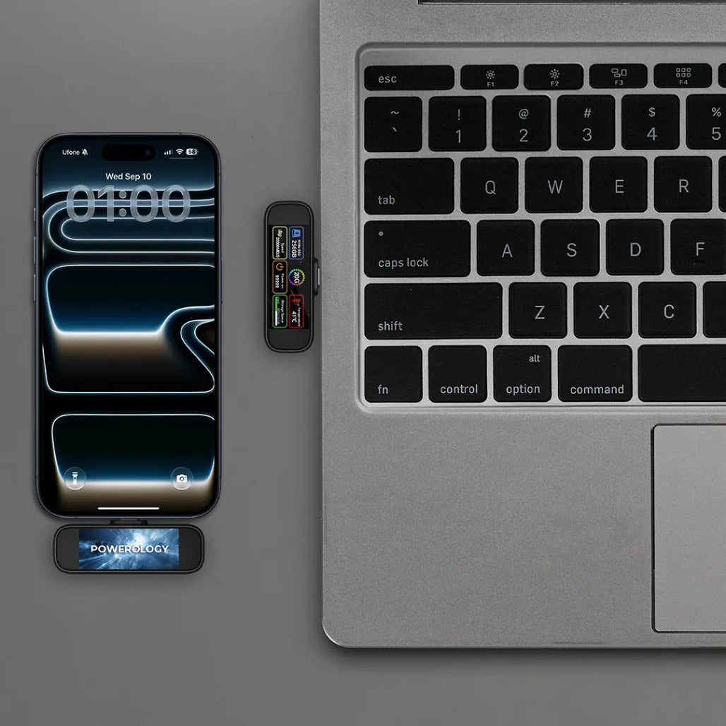 Powerology Vaultx 256Gb , 512Gb & 1Tb Mini Portable SSD Drive - Black