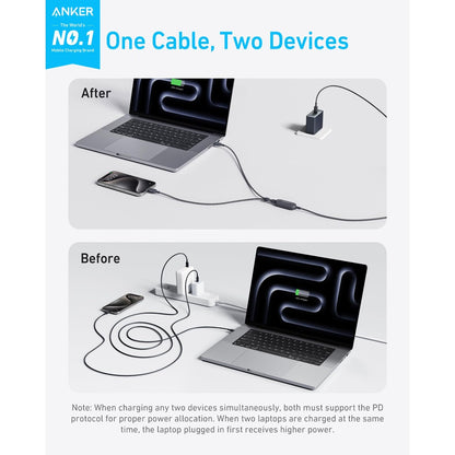 Anker 140W 2-in-1 USB-C to USB-C Cable - A8895H12