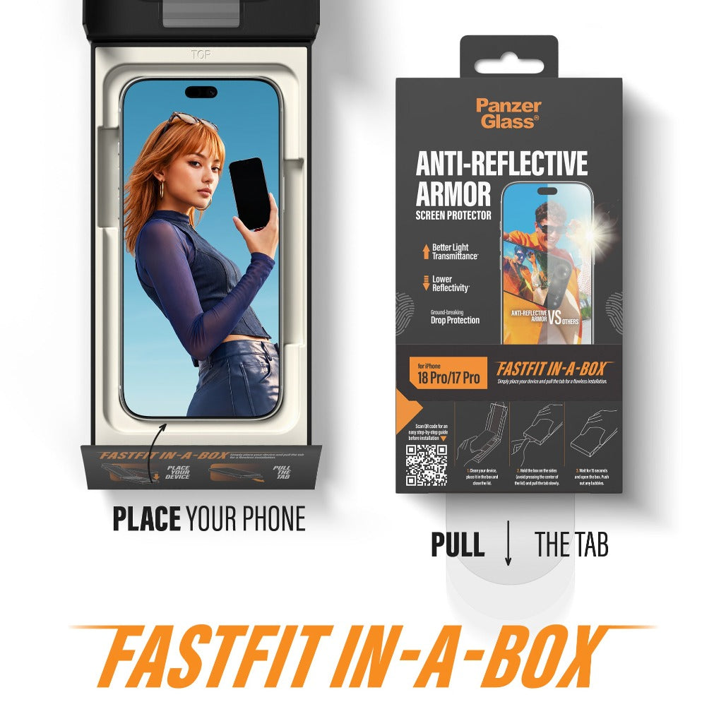 PanzerGlass Anti-reflective Armor Screen Protector iPhone 18 Pro /18 Pro Max w. FASTFIT IN-A-BOX