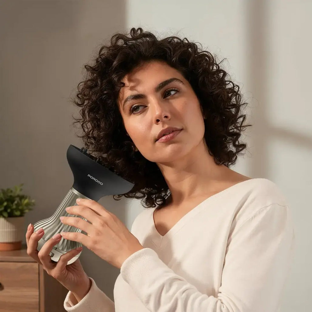 Porodo Portable High-Speed Hair Diffuser and Dryer for Curly Hair - Black & Gold