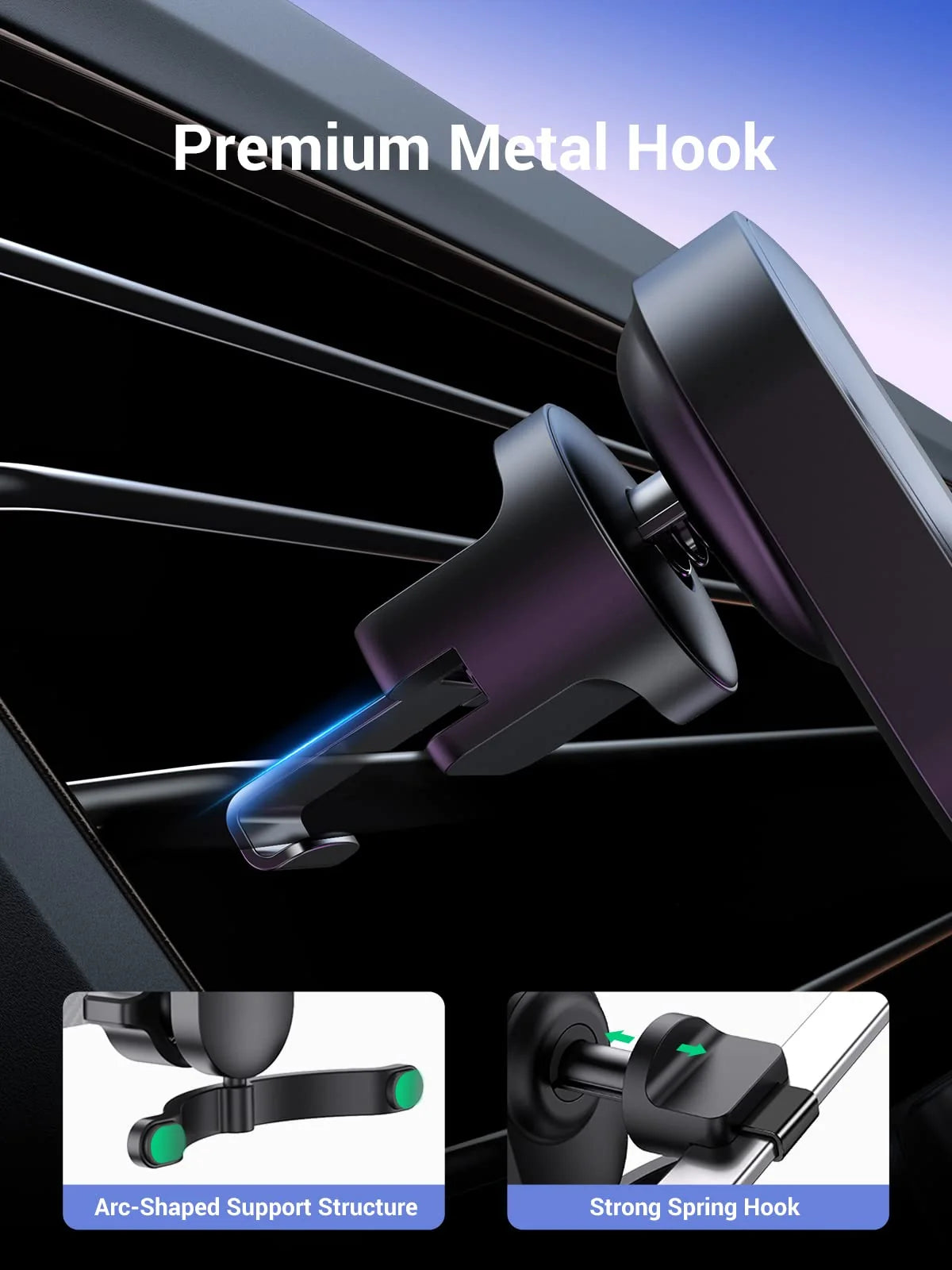UGREEN Retractable Air Vent Gravity Cell Phone Holder Cradle with Hook - 80871