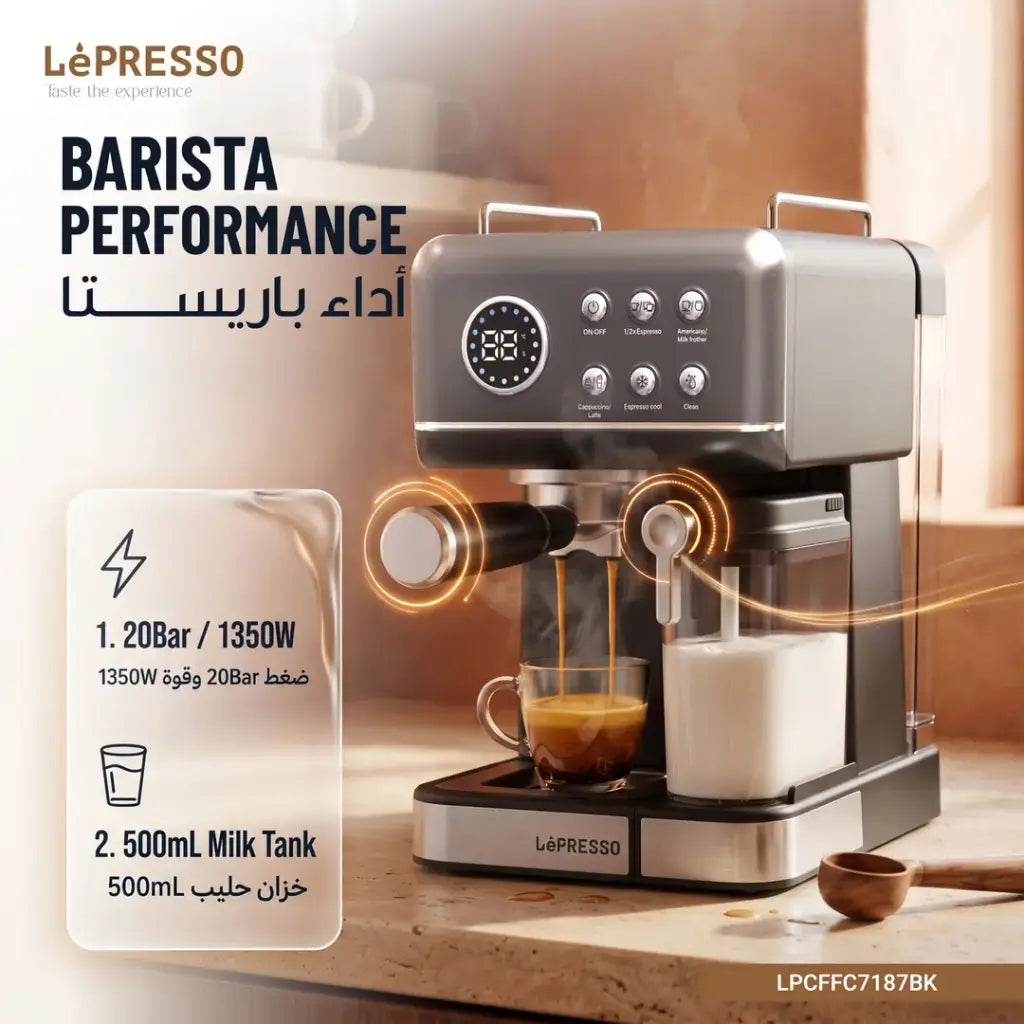 Lepresso Marzette Coffee Maker with Milk Tank - Black