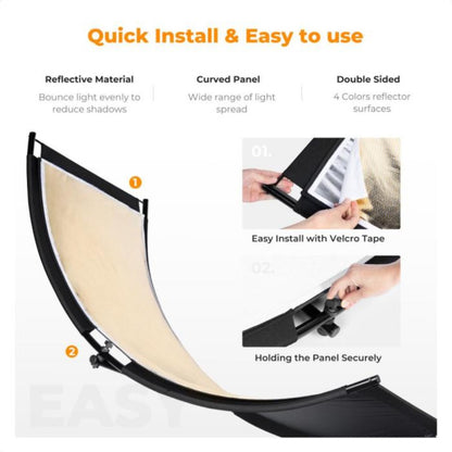 K&F Curved Reflector - 180x60cm with 1.9m Stand