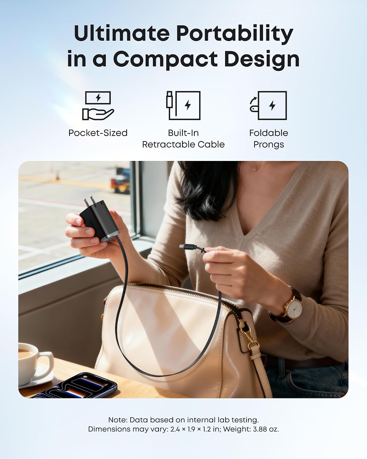 Anker Nano Charger 35W with Built-In Retractable USB-C Cable